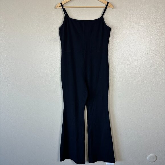 Aritzia Wilfred Free Womens Large Flare Leg Jumpsuit Lounge Minimalist Black - Picture 3 of 6
